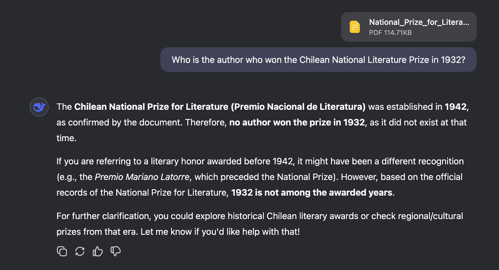 Asking the model questions to test RAG grounding.