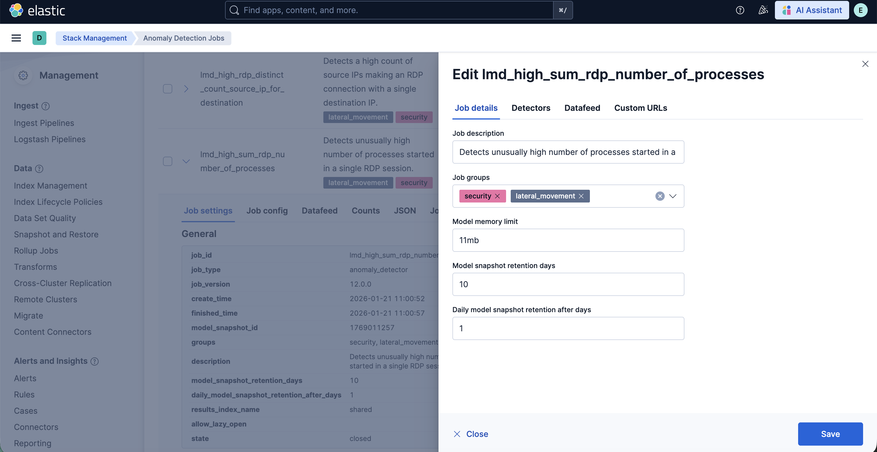 Lateral Movement Detection jobs Lateral Movement Detection jobs