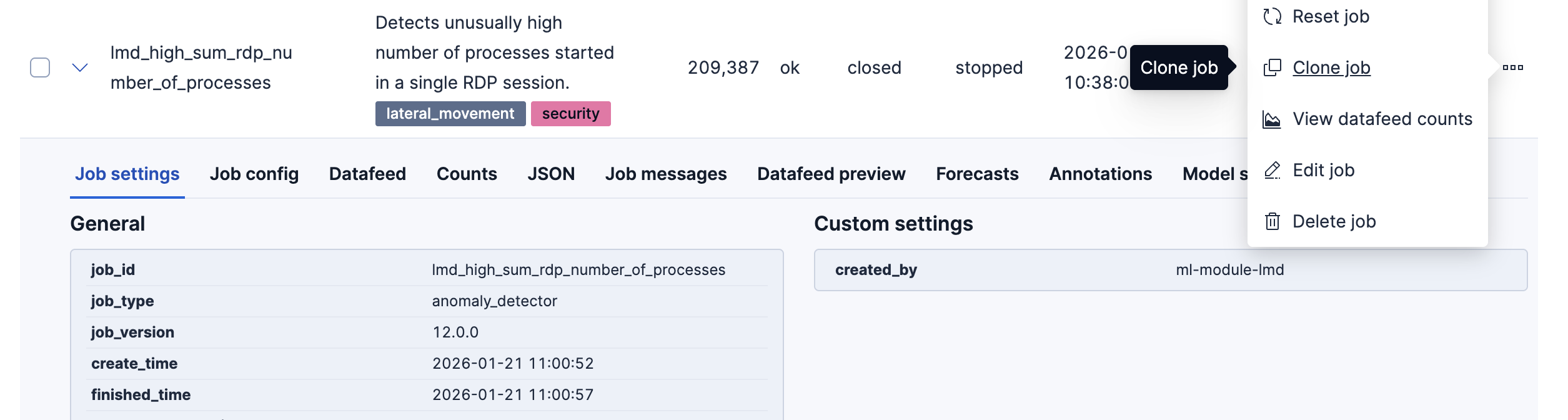 Lateral Movement Detection jobs Lateral Movement Detection jobs