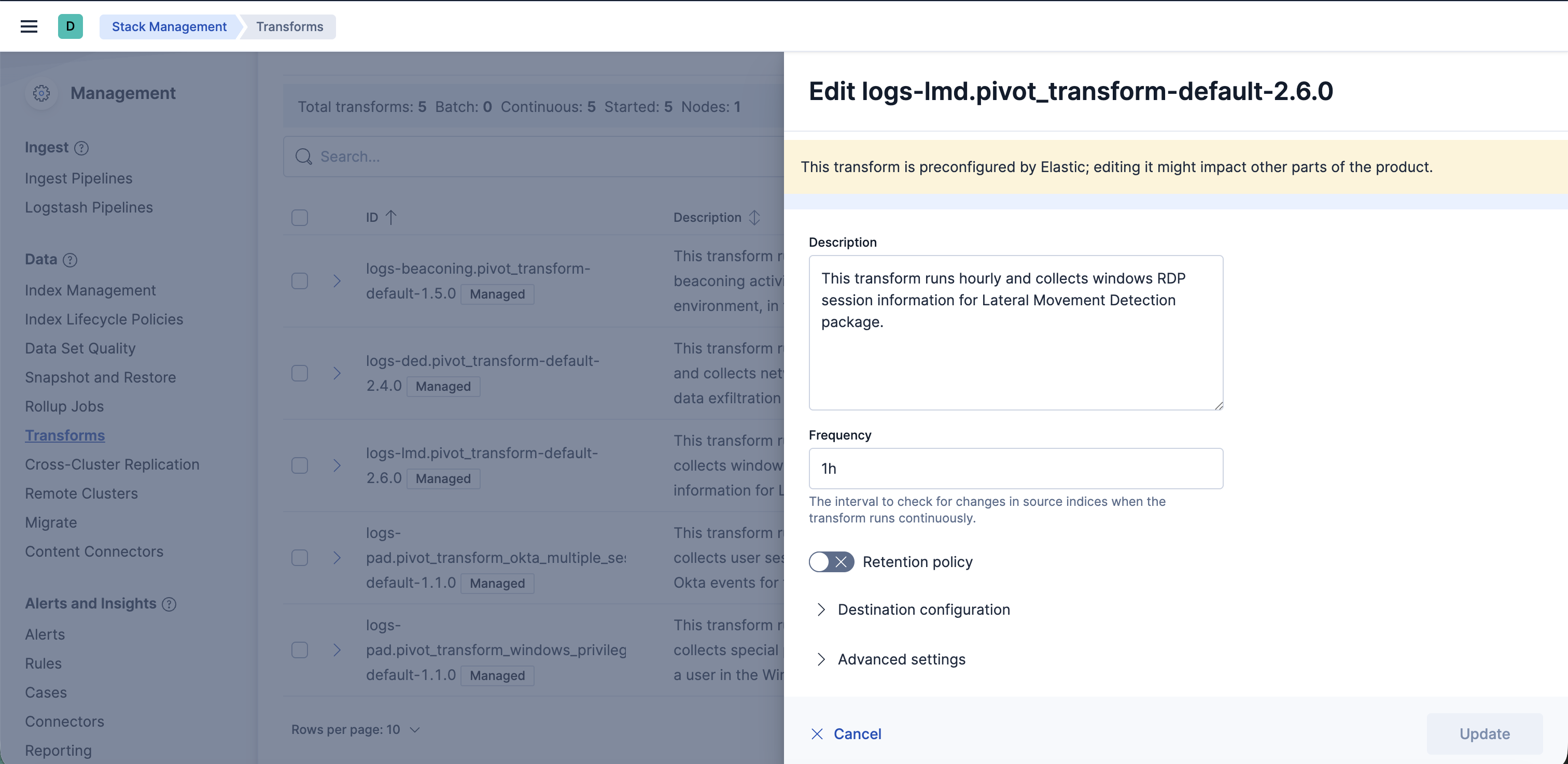 Lateral Movement Detection transform Lateral Movement Detection transform