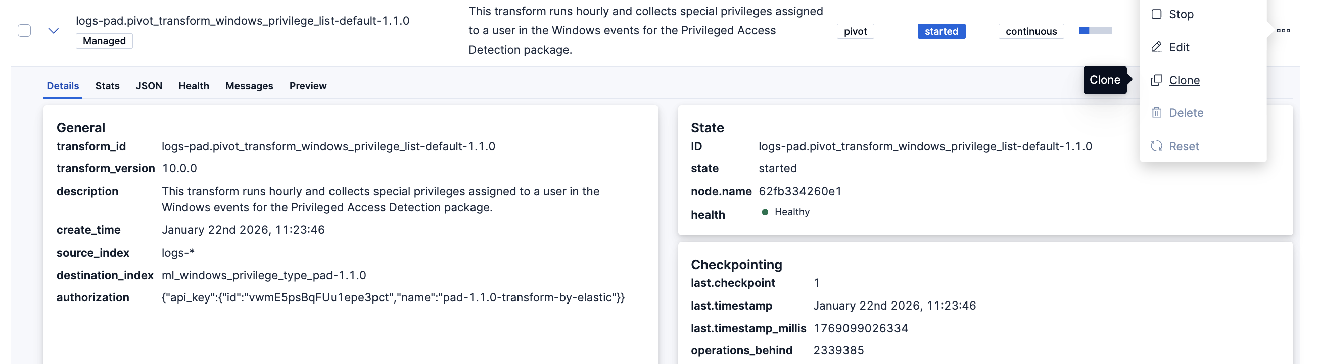 Privileged Access Detection transform Privileged Access Detection transform