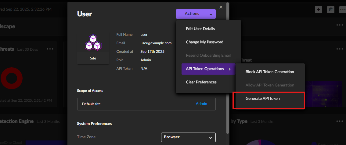 SentinelOne generate API token SentinelOne generate API token