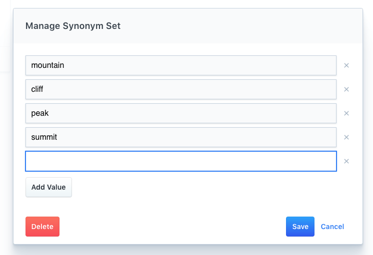 A synonym set through the eyes of the dashboard.