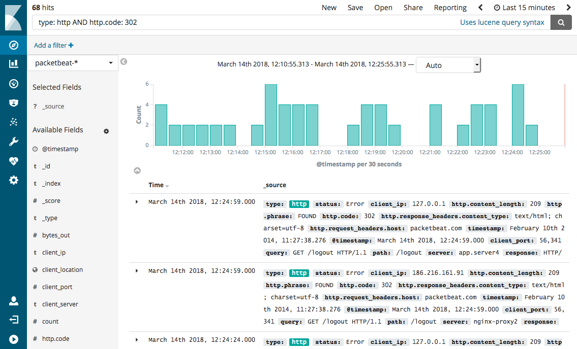 Kibana Queries And Filters Packetbeat Reference 7 13 Elastic