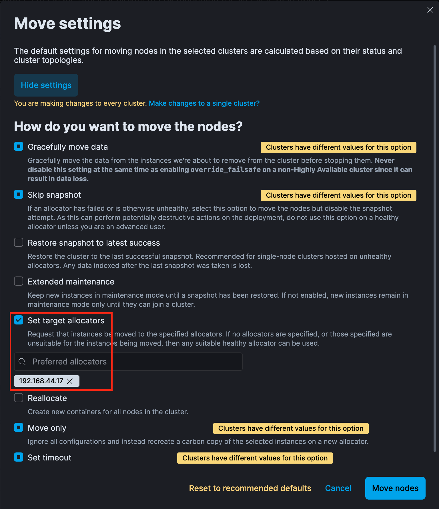 Move instances