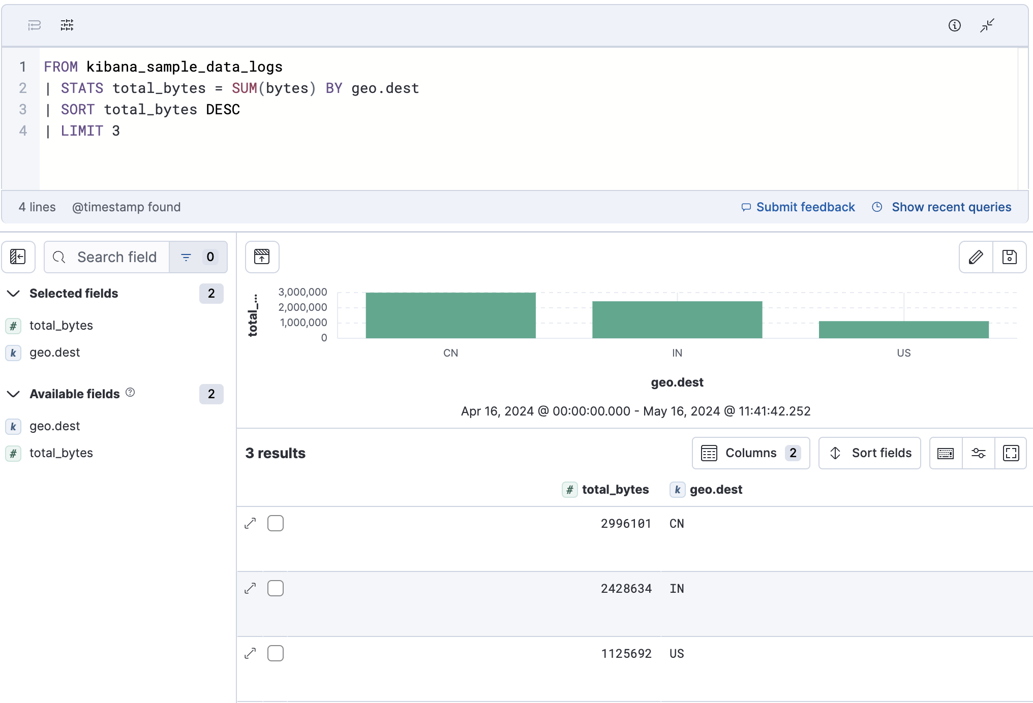 Using ES|QL in Kibana | Elasticsearch Guide [8.15] | Elastic