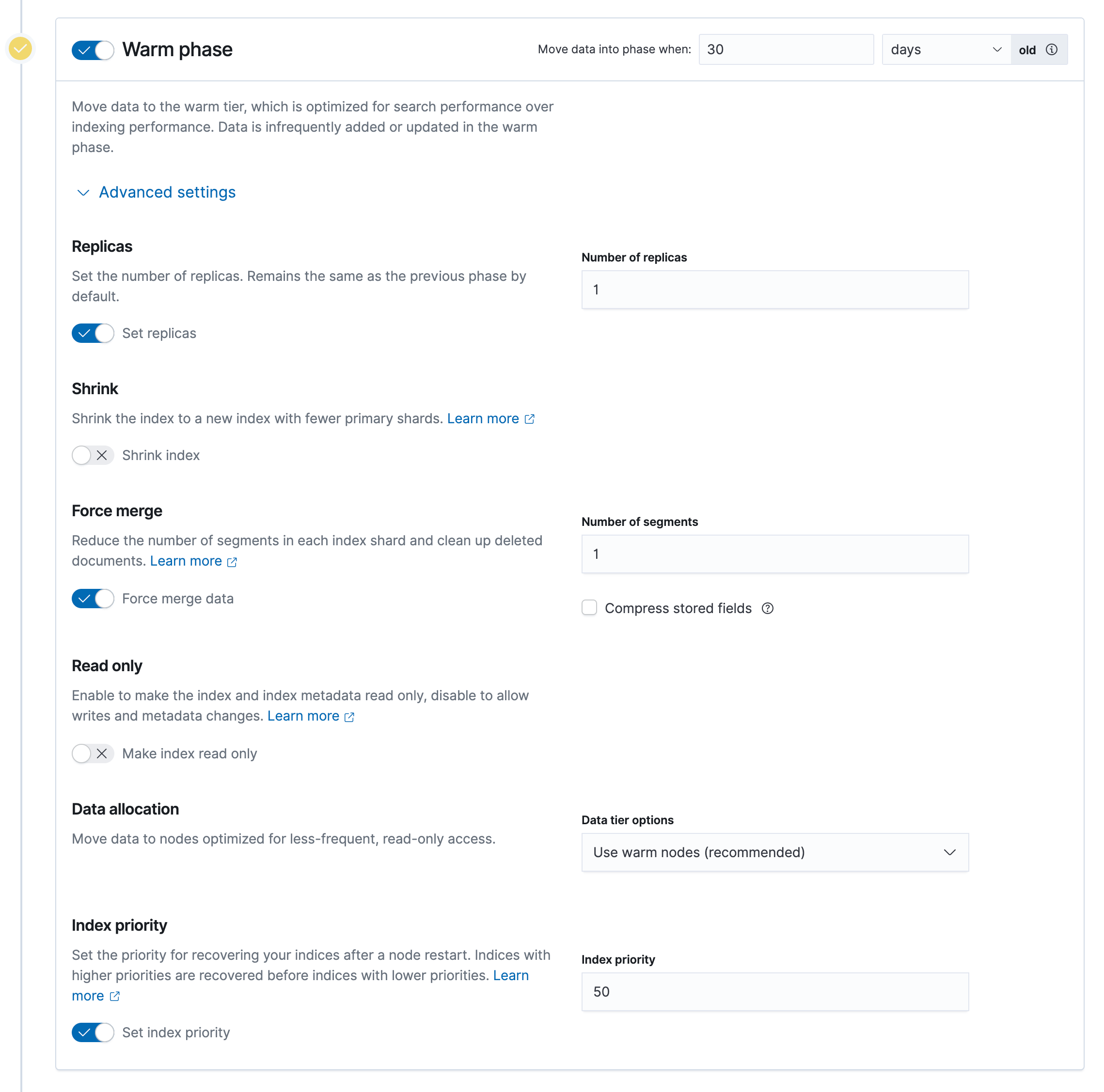 Add a warm phase with custom settings