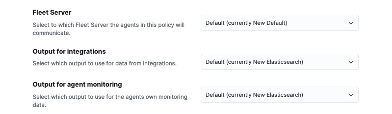 An agent policy’s settings showing the newly created entities