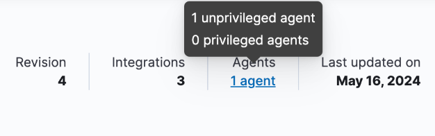 Agent policy tab showing 1 unprivileged agent and 0 privileged enrolled agents