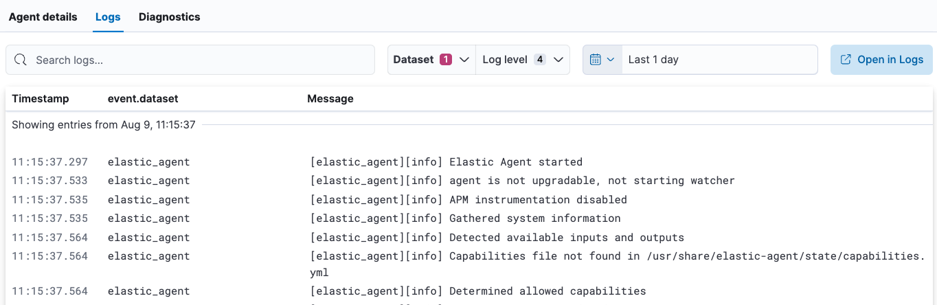 Agent logs showing upgrade failure