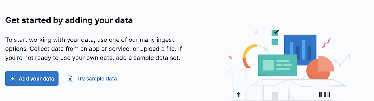 Built-in options for adding data to Kibana:  Add data