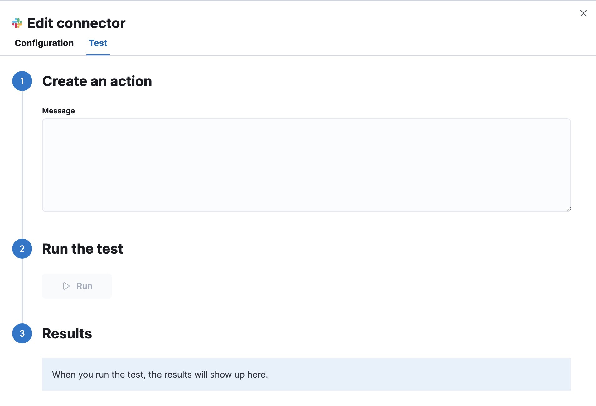 Slack webhook connector test