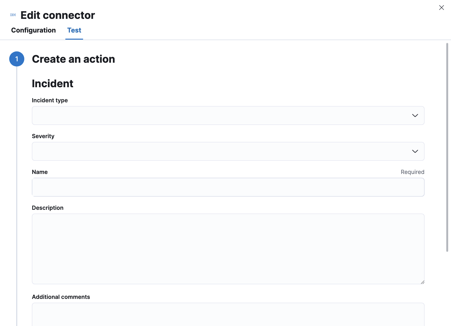 IBM Resilient connector test options