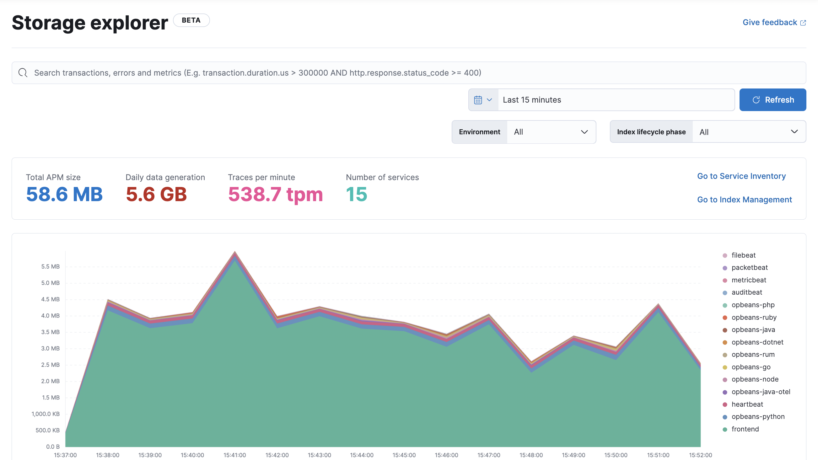 APM Storage explorer