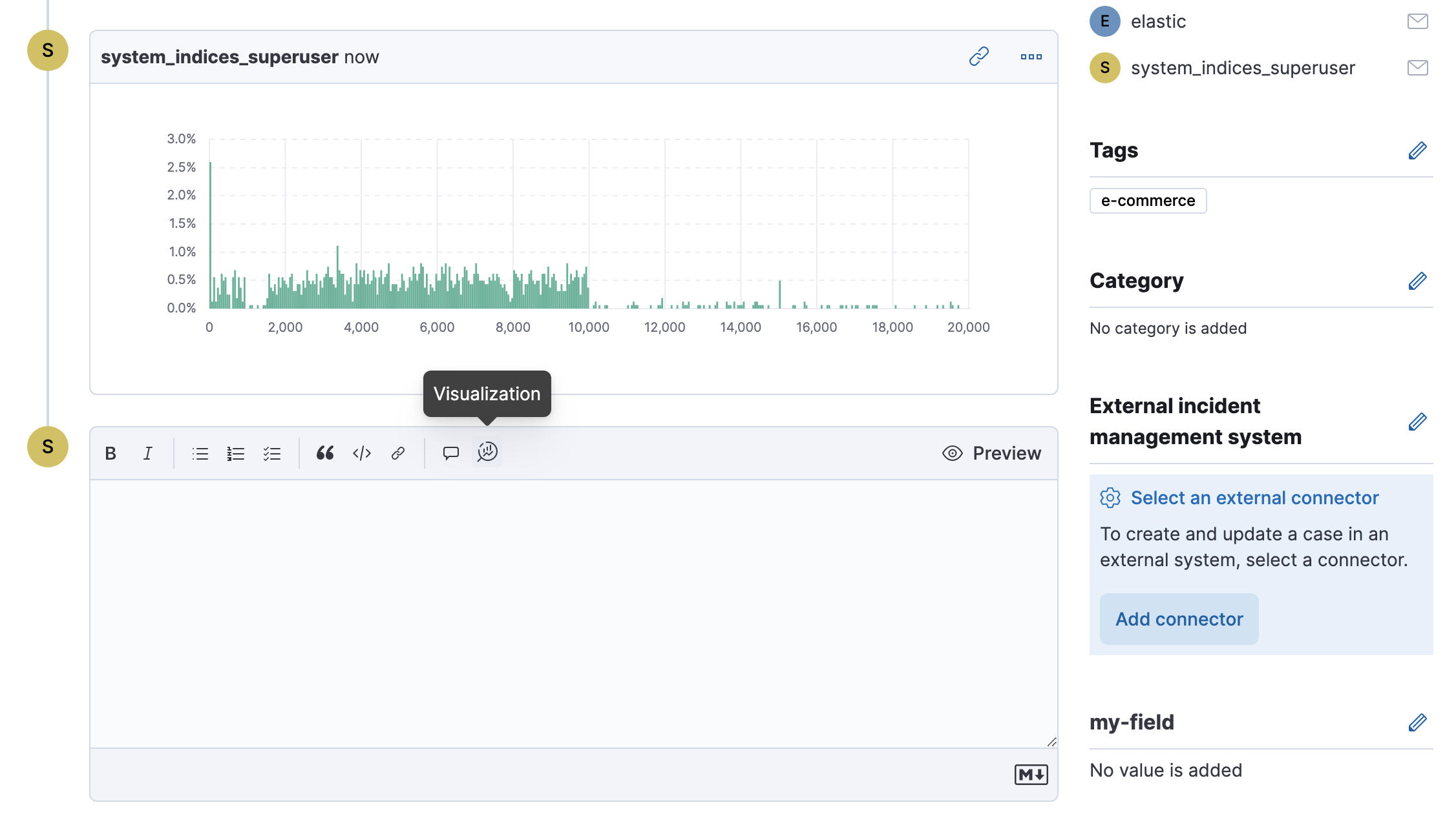 Adding a visualization as a comment within a case