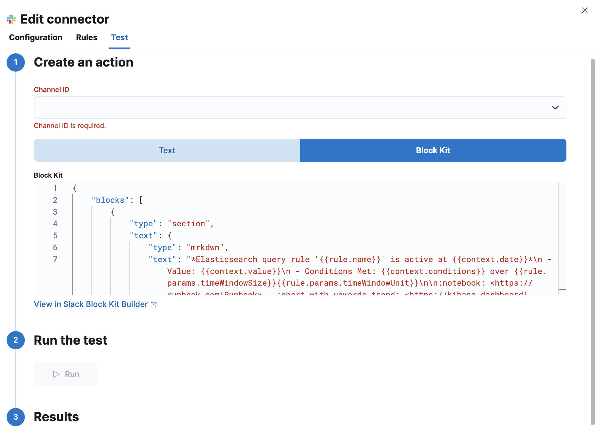 Slack connector and action Kibana Guide 8.13 Elastic