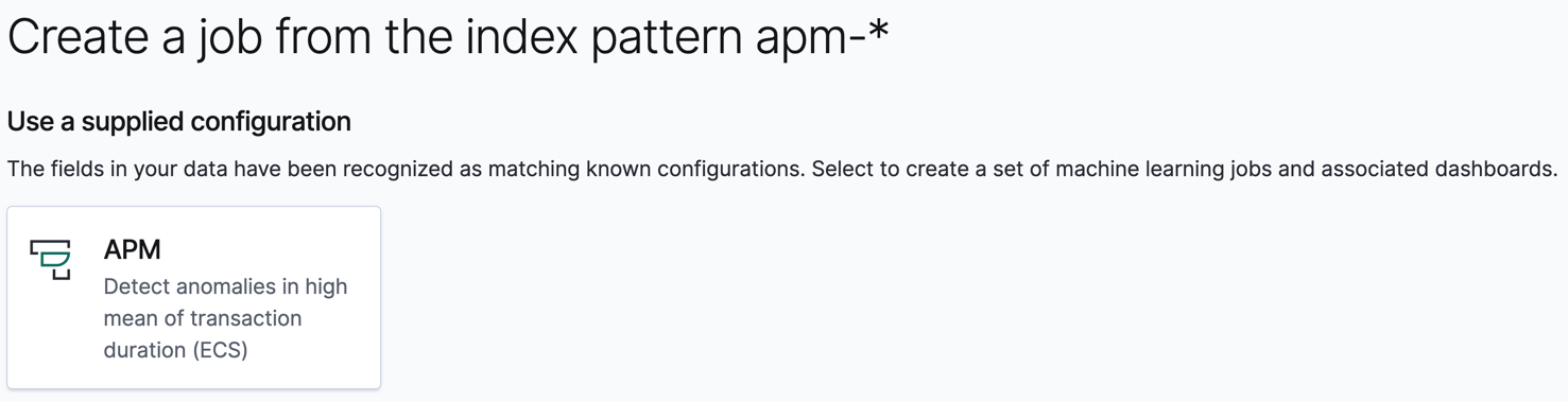 A screenshot of the Kibana APM job creation wizard