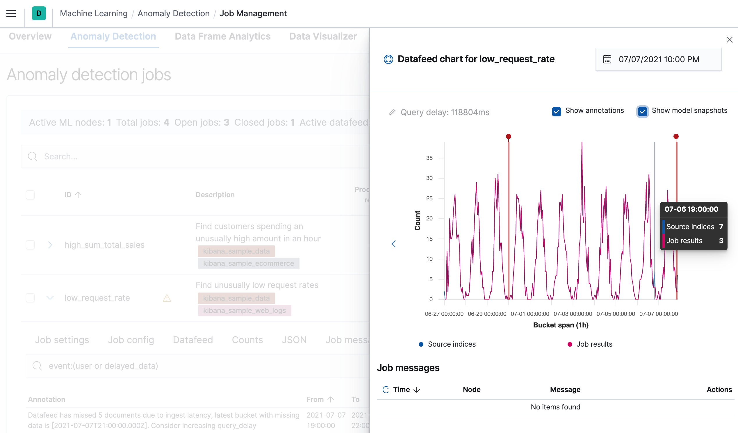 Delayed data in the datafeed chart