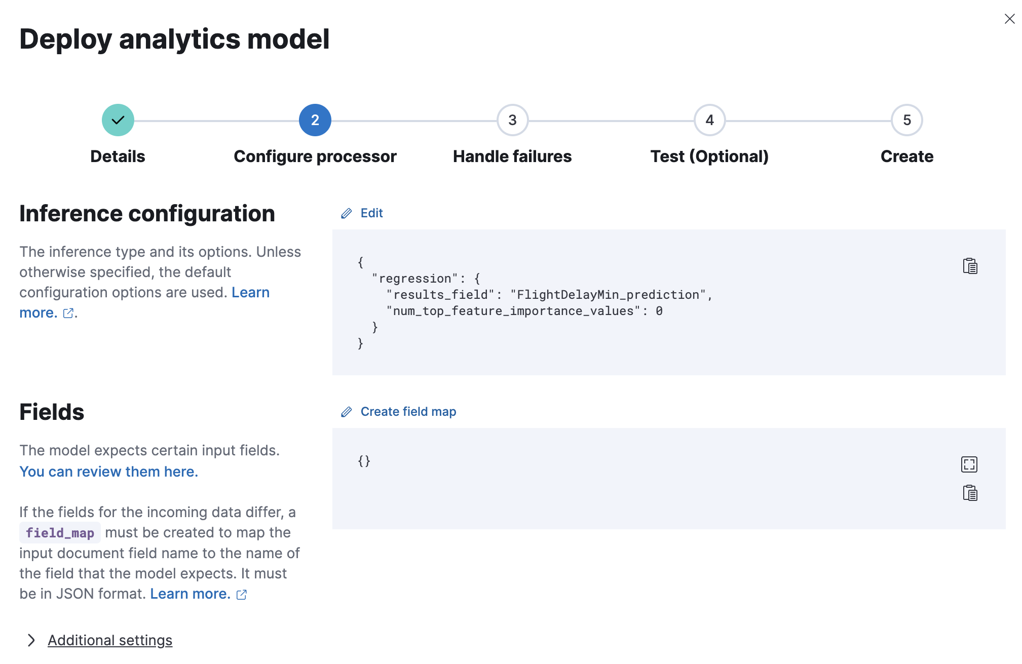 Configuring an inference processor