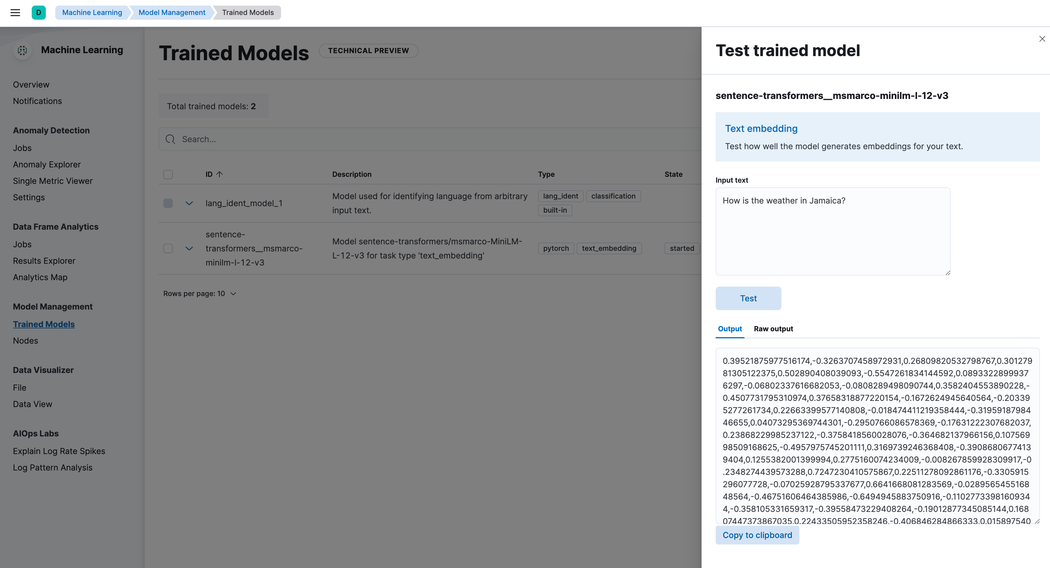 Test trained model UI