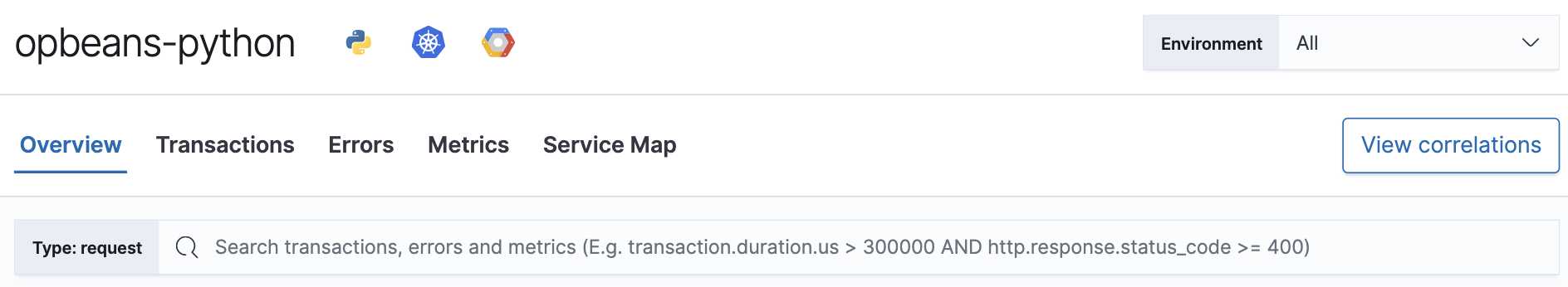 Global filters available in the APM UI in Kibana