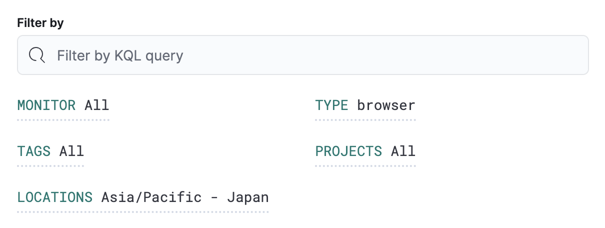 Filter by section of the Synthetics monitor status rule