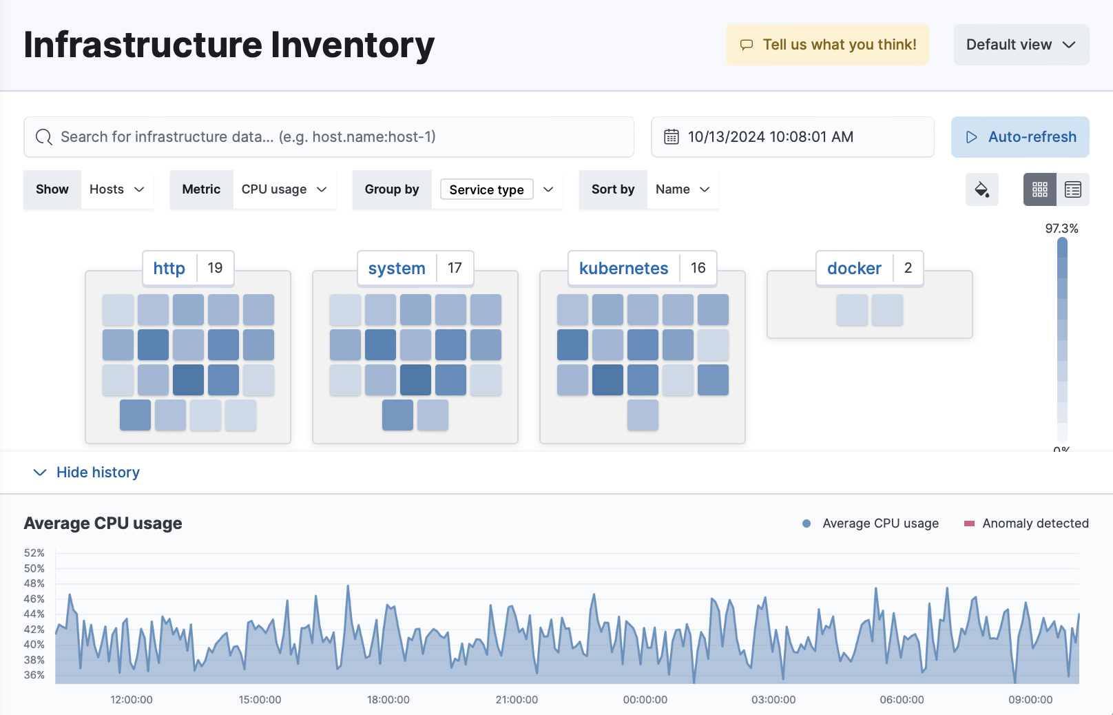 View infrastructure metrics by resource type Elastic