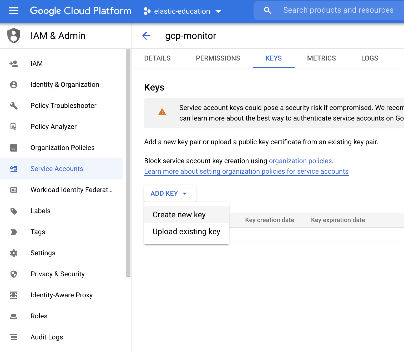 Monitor Google Cloud Platform Elastic Observability 8.13 Elastic