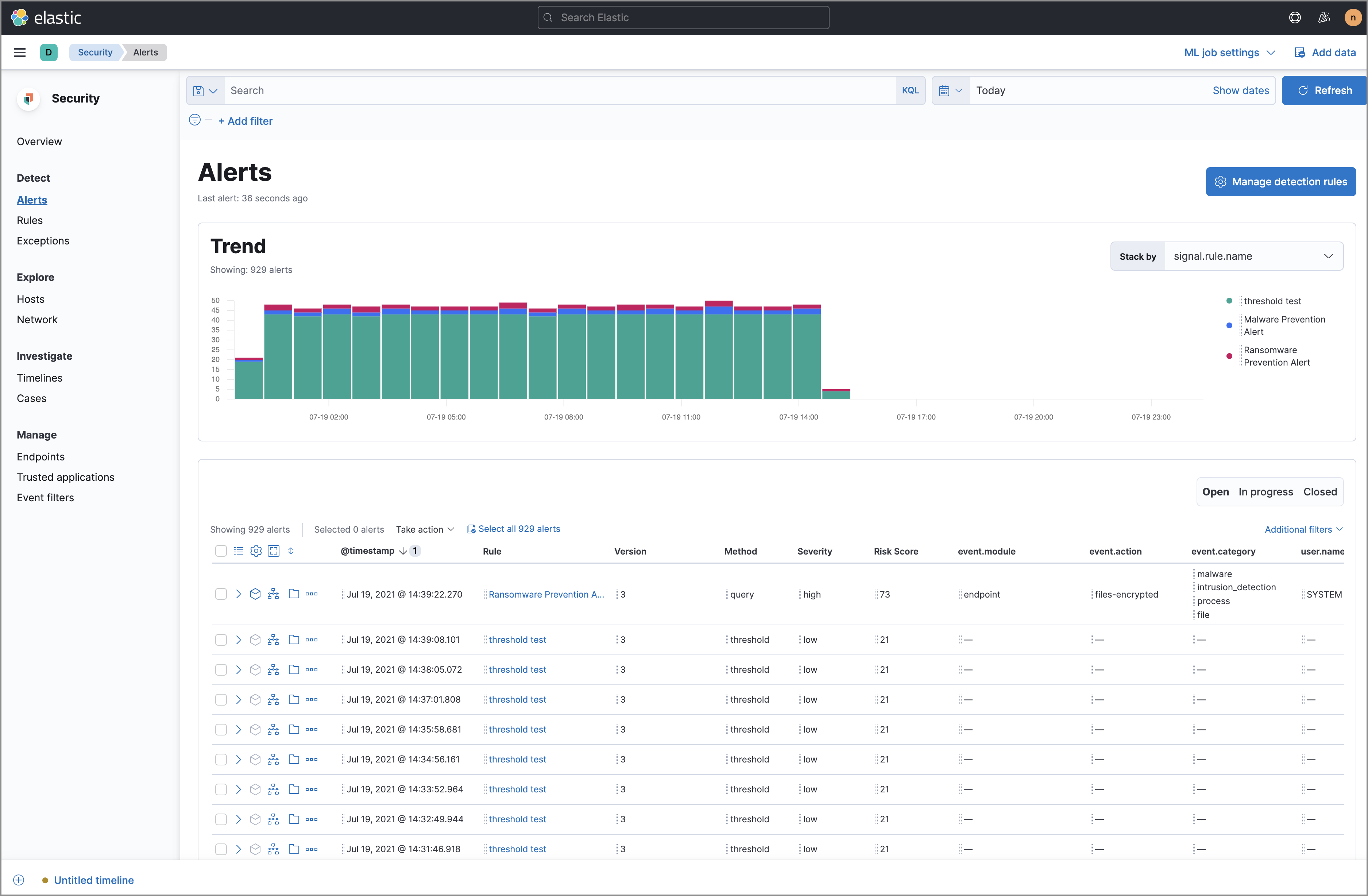 detections ui