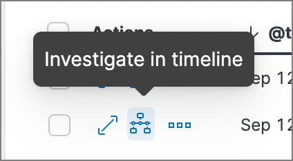 Shows the Investigate in timeline button