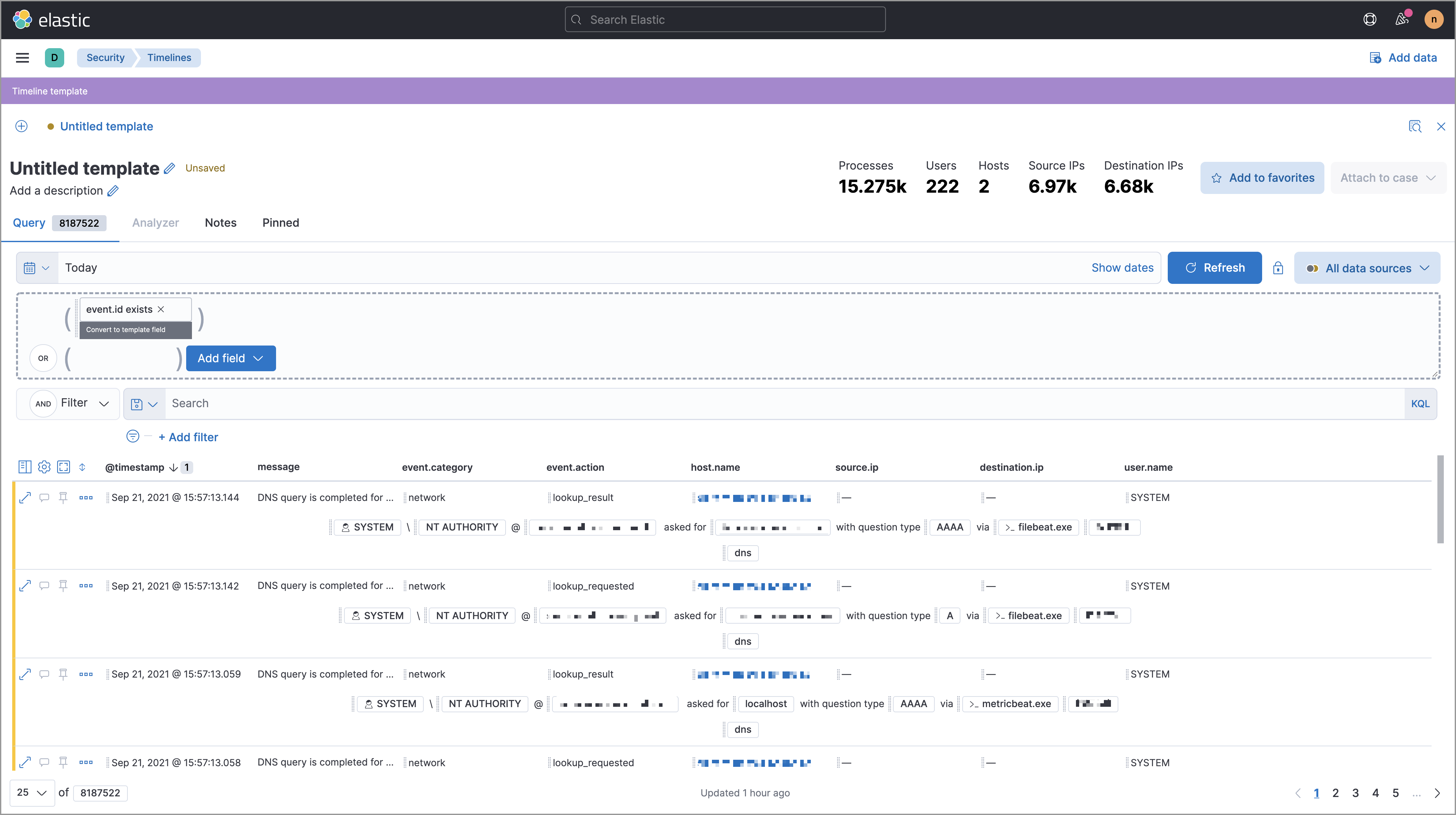 Shows an example of a Timeline filter