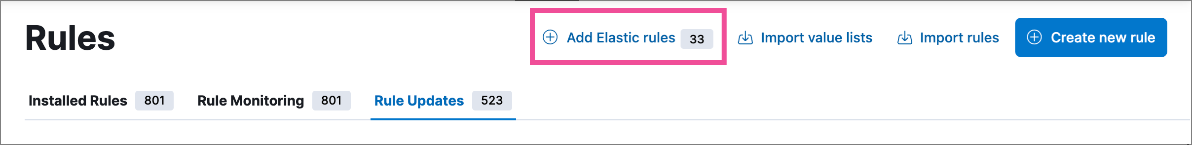 The Add Elastic Rules page