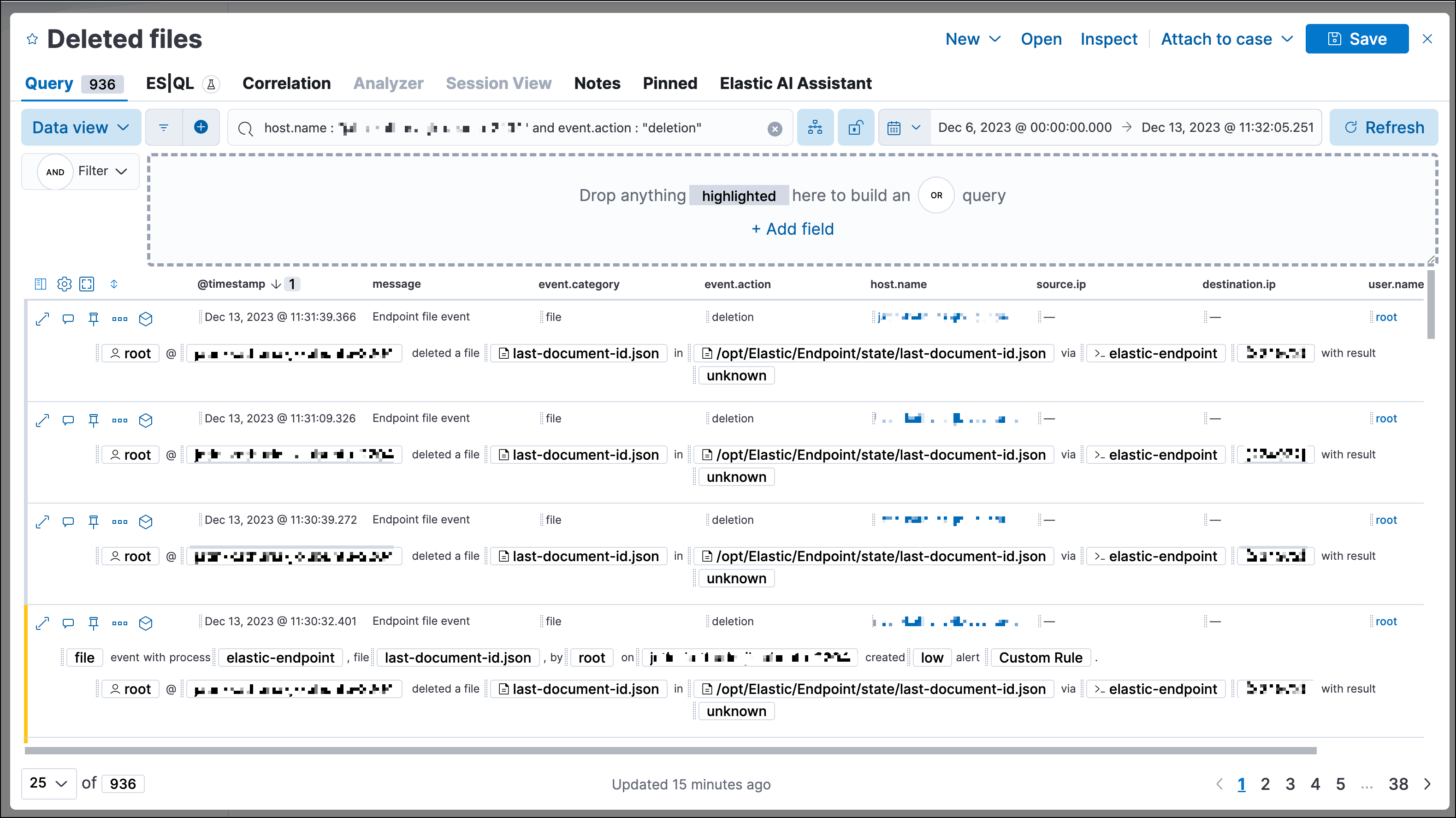 example Timeline with several events