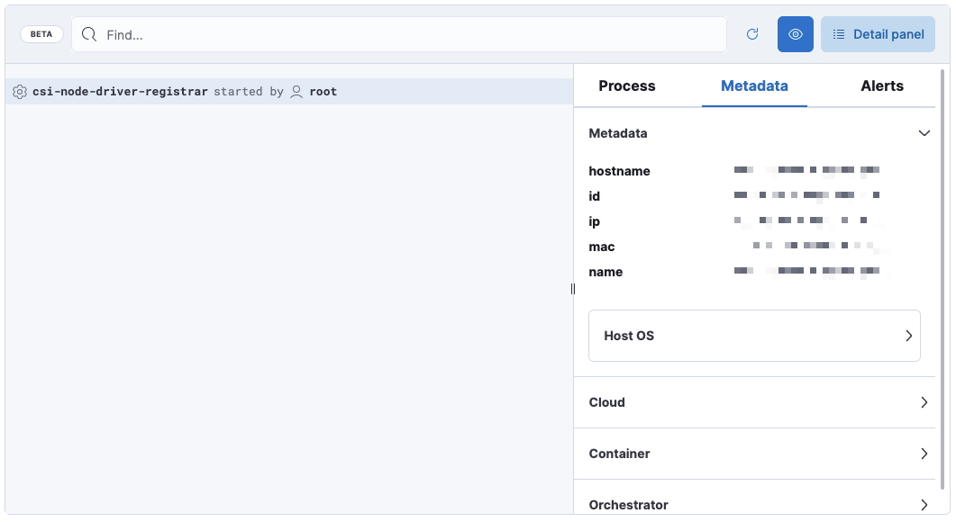 The Detail panel’s metadata tab