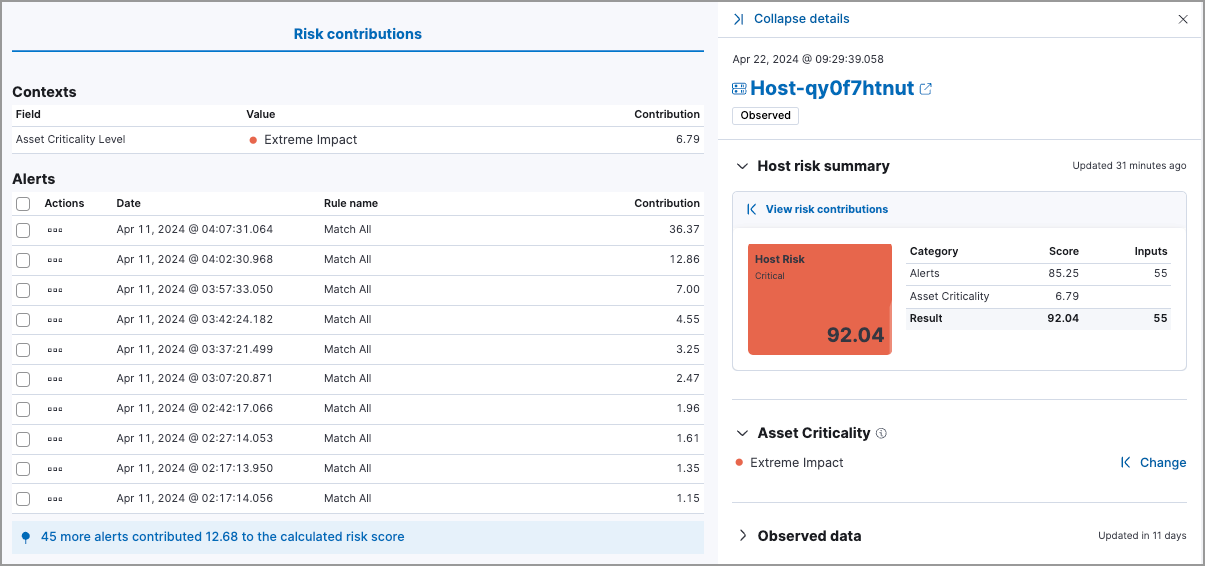 Host risk inputs