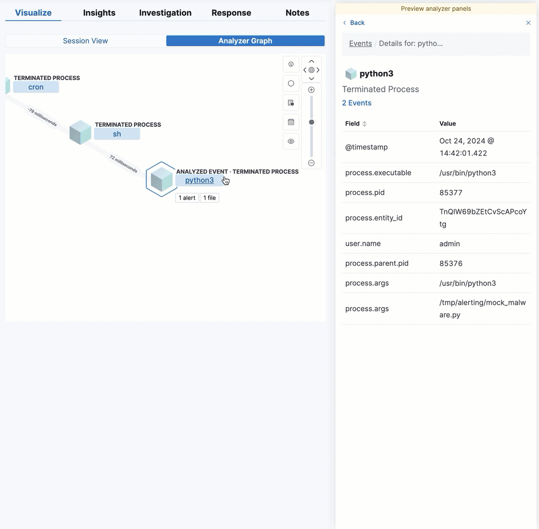 Examine alert details from event analyzer