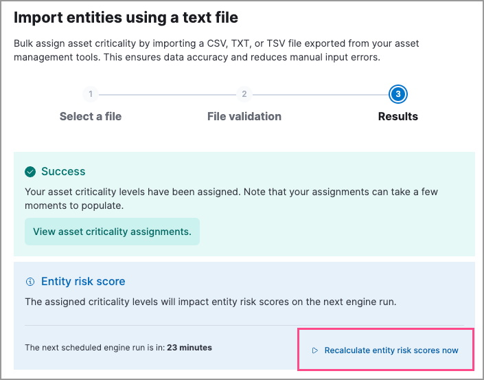 Recalculate entity risk scores