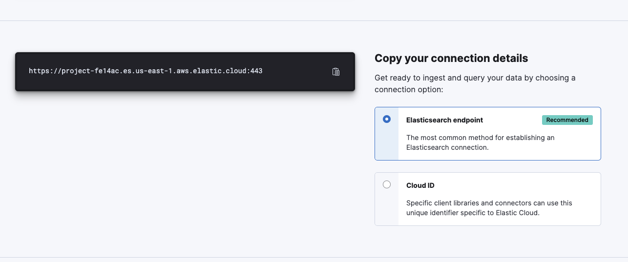 Copy your Elasticsearch endpoint.