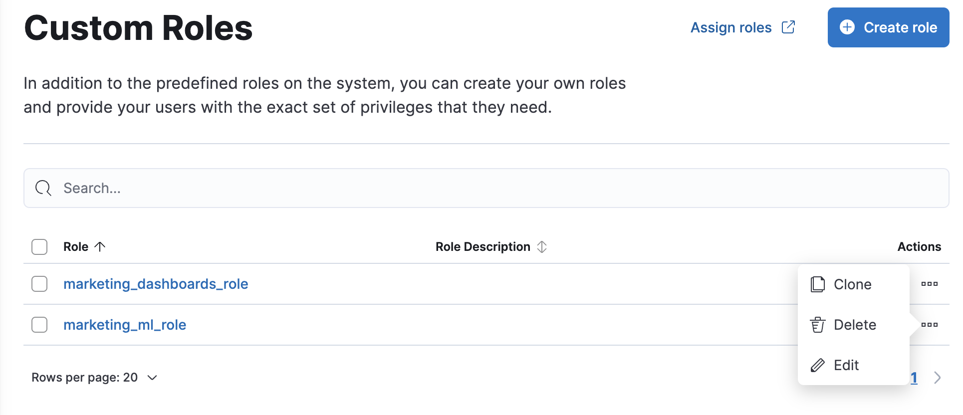 Custom Roles app