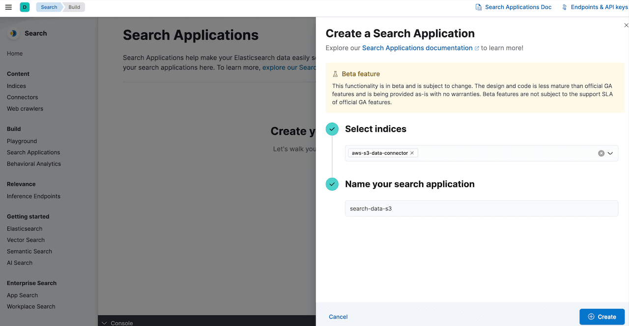 elastic aws s3 connector search app