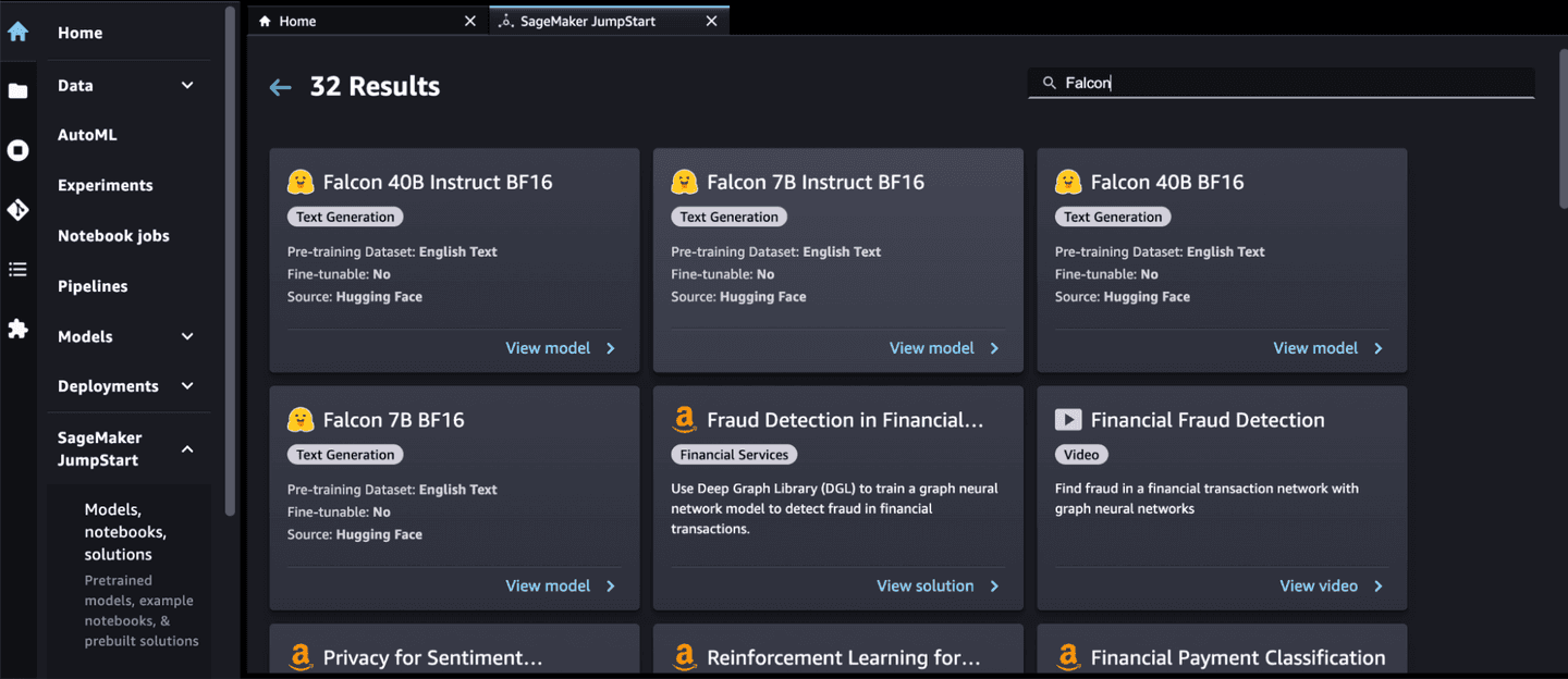 Figure 4. LLMs in Amazon SageMaker JumpStart