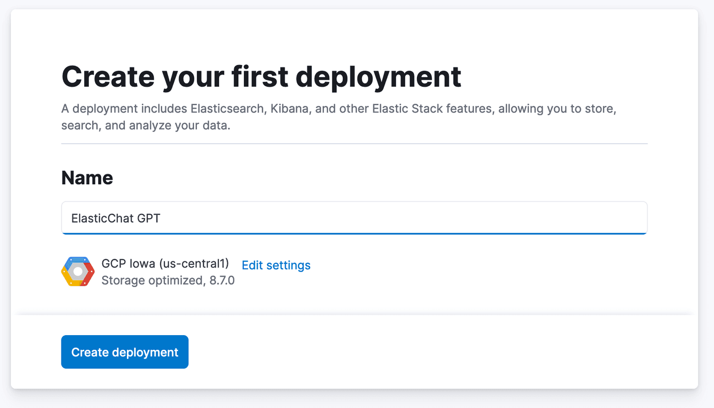 create first deployment