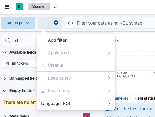 syslogs add filter