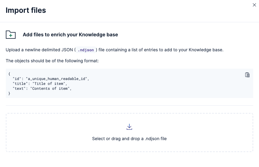Adding files to a knowledge base.
