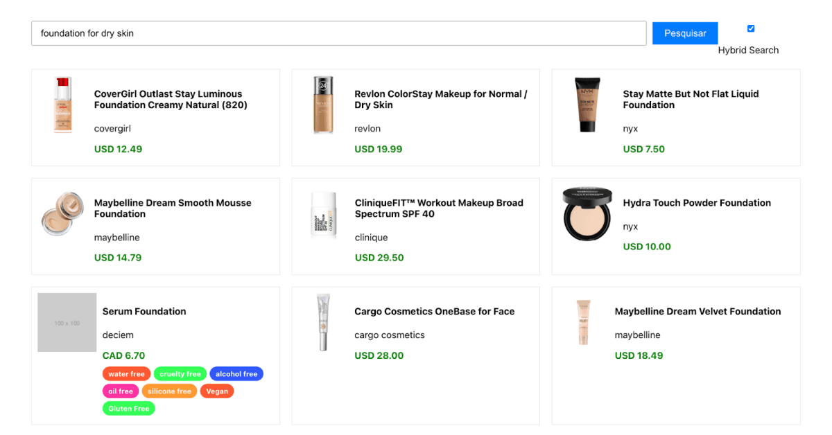 How to use hybrid search for an e-commerce product catalog