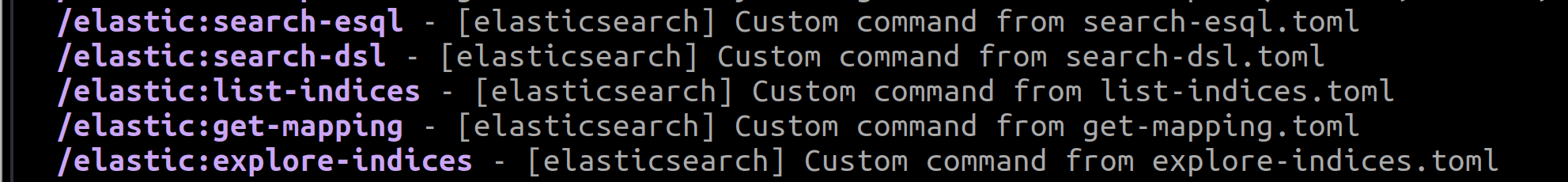 The available `/elastic` commands.