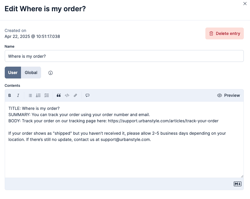 Testing the AI knowledge base.
