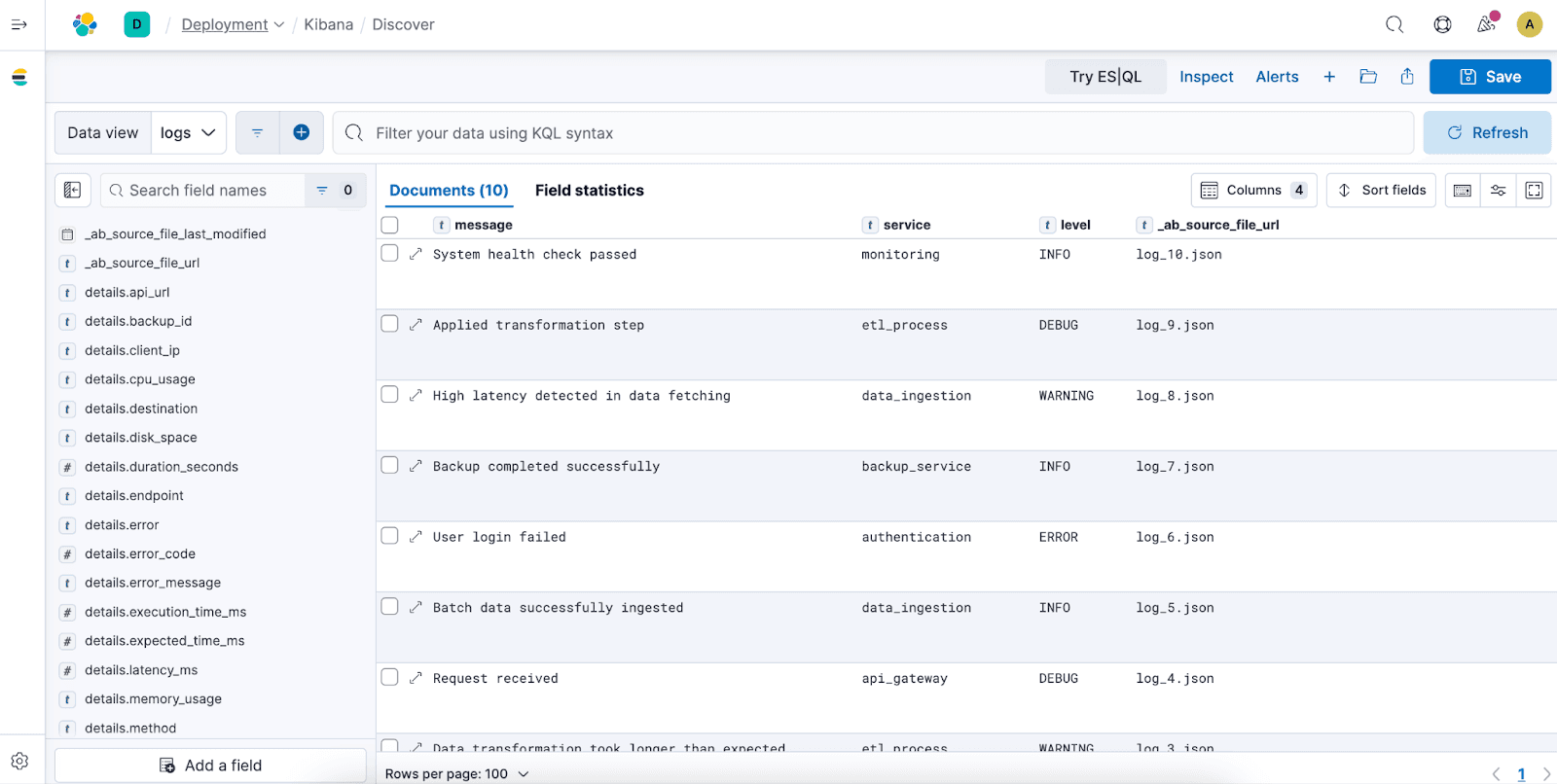 Airbyte and Elastic: visualize the indexed data and perform analyses on it in Kibana