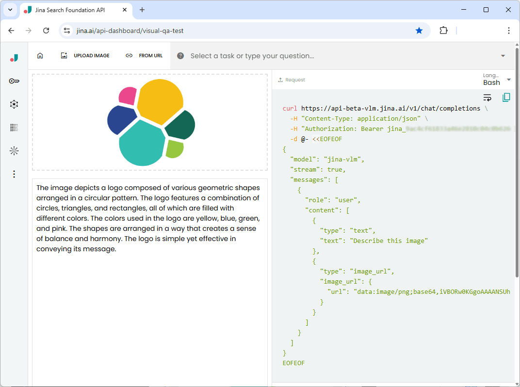 jina-vlm VQA test sandbox